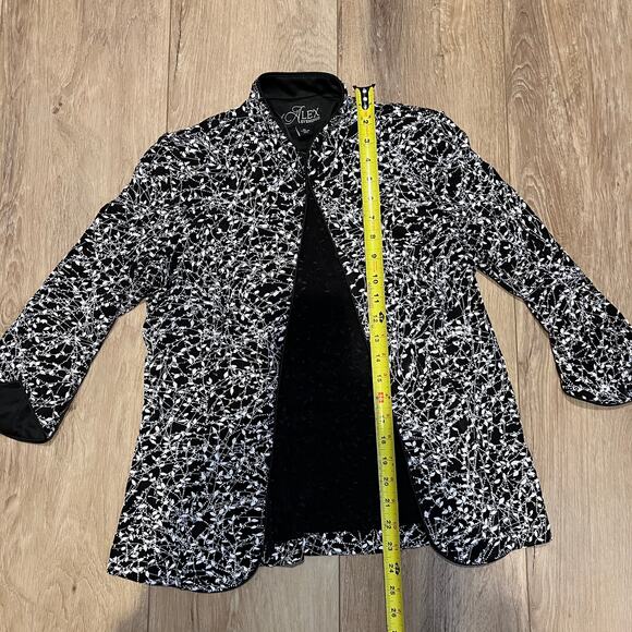 ALEX EVENINGS Women's Textured Mandarin Neck Glitter Knit 3/4 Sleeve Size M - Picture 4 of 7